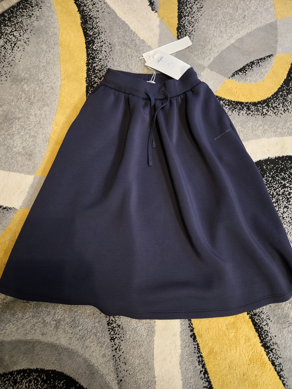 A-Line Midi Skirt in Navy Blue - Picture 5 of 8